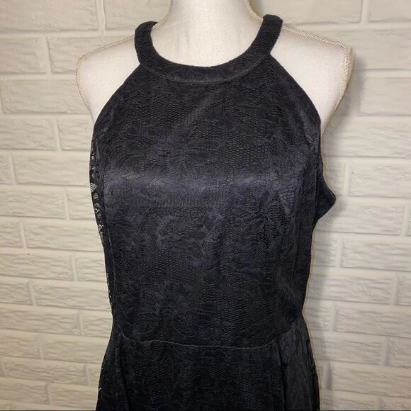 Dressystar Black Lace High Neck Halter High-Low Midi Dress NEW Womens Size 3X - Picture 5 of 10